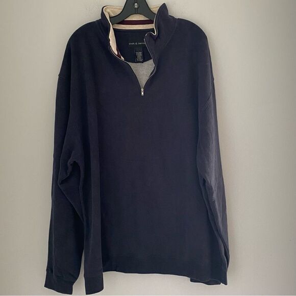 Croft & Barrow Men’s 1/4 Zipper Pullover Fleece Lined Sweatshirt Blue size XLT - Picture 1 of 3